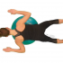 Leh břichem přes míč – napřímení trupu s pohybem horních končetin